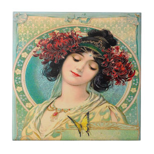 Alphonse Mucha Design Cerâmica Azulejo.