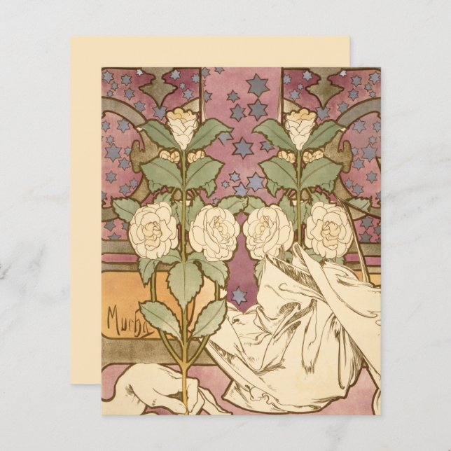 Alphonse Mucha Elegant Art Nouveau Stars Camellia  (Frente/Verso)