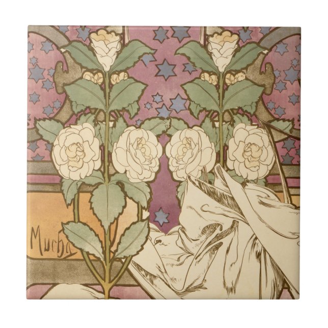 Alphonse Mucha Elegant Art Nouveau Stars Camellia  (Frente)