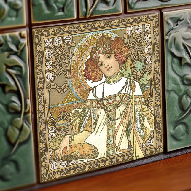 Alphonse Mucha Fall Seasons Art Nouveau Vintage (Criador carregado)