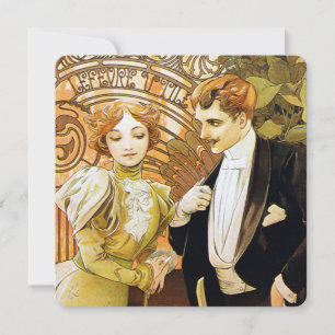 Alphonse Mucha Flirt Vintage Art Nouveau Romântico
