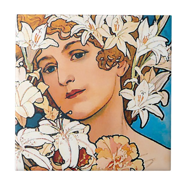 Alphonse Mucha - Flor - Arte Novo Retrô (Frente)