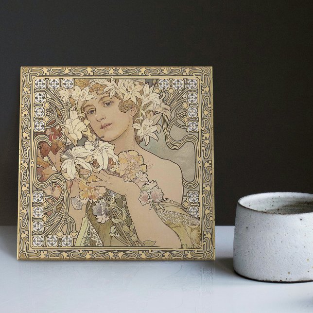 Alphonse Mucha Flowers Art Nouveau Vintage (Criador carregado)