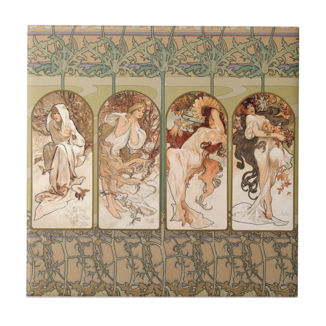 Alphonse Mucha Four Seasons 1897 Art Nouveau Panel (Frente)