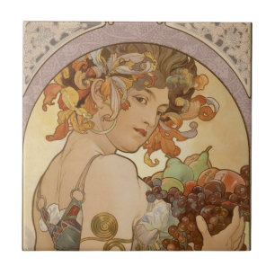 Alphonse Mucha Fruta Art Nouveau Vintage Donzela