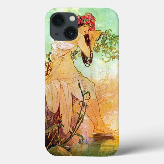 Alphonse Mucha Girl By Pond (Verso)