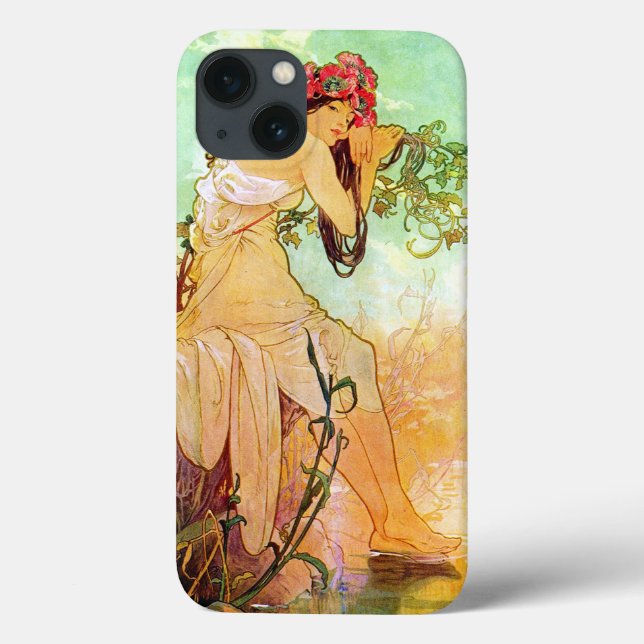 Alphonse Mucha Girl By Pond (Verso)