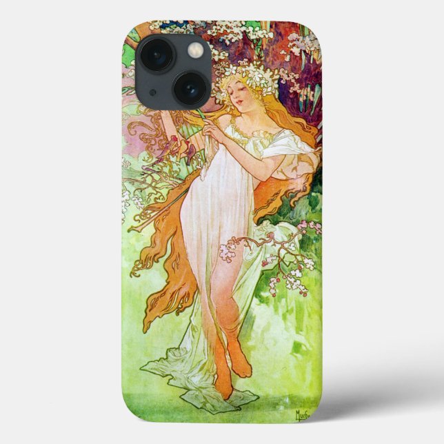 Alphonse Mucha Girl In Garden (Verso)
