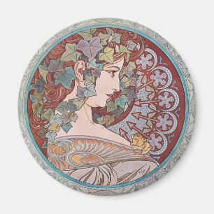 Alphonse Mucha Ivy Art Nouveau Imã de geladeira