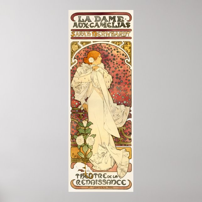 Alphonse Mucha Lady do Poster de Camelias (Frente)