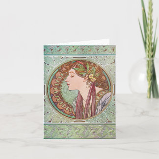 Alphonse Mucha Laurel Art Nouveau Nota Cartões V