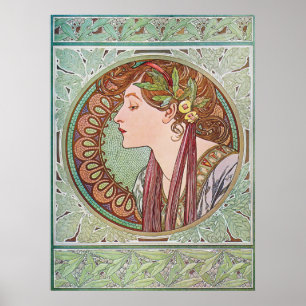 Alphonse Mucha Laurel Art Nouveau Poster Impressão