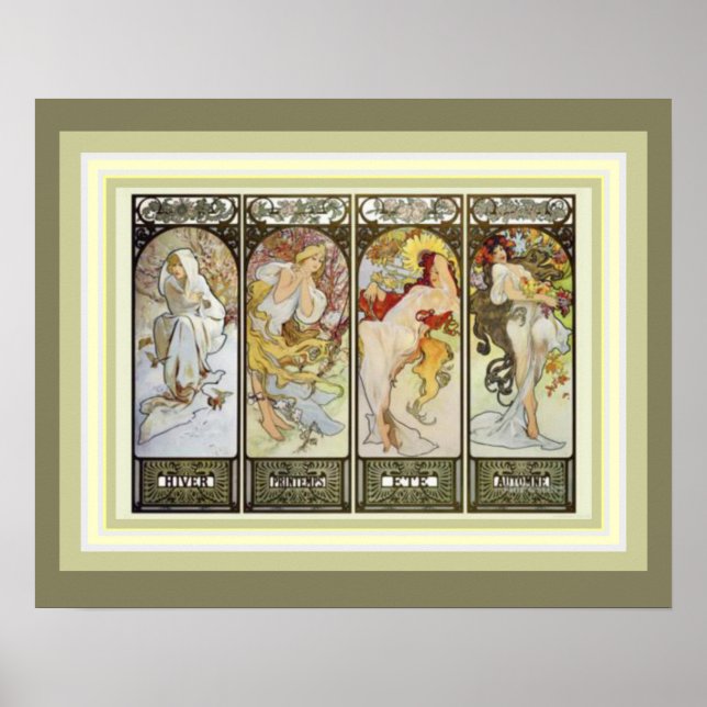 Alphonse Mucha Les Saisons Poster 16 x 20 (Frente)