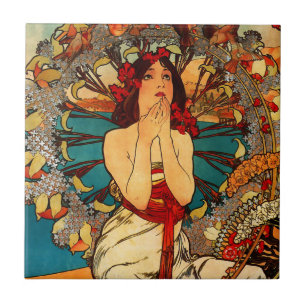 Alphonse Mucha Monte - azulejo de Carlo