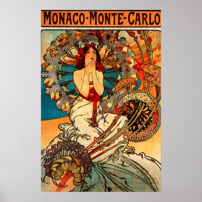 Alphonse Mucha Monte Carlo Poster (Frente)