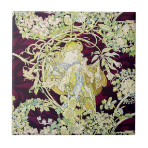 Alphonse Mucha Mulher com Margarida Art Nouveau Ar