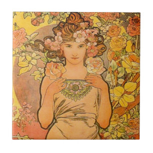 Alphonse Mucha o azulejo do rosa
