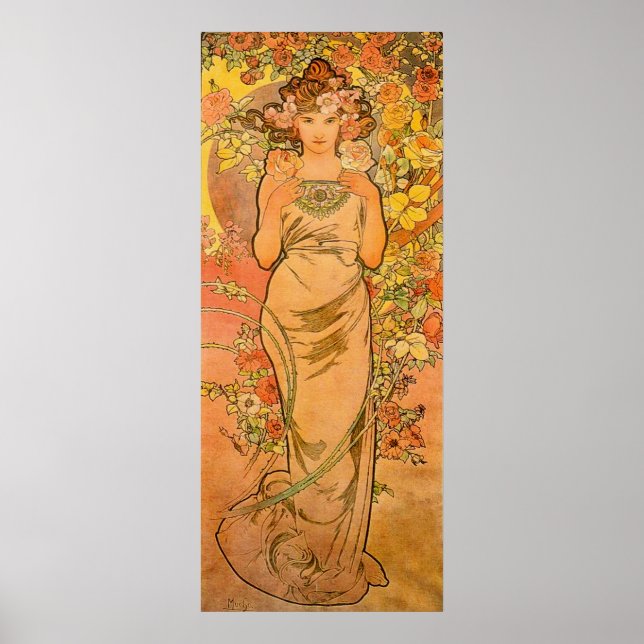 Alphonse Mucha O Rosa Poster (Frente)