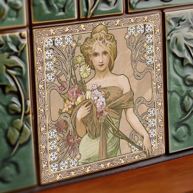 Alphonse Mucha Primavera 4Seasons Art Nouveau Vint (Criador carregado)