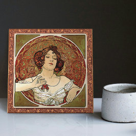 Alphonse Mucha "Ruby" Red Art Nouveau Vintage