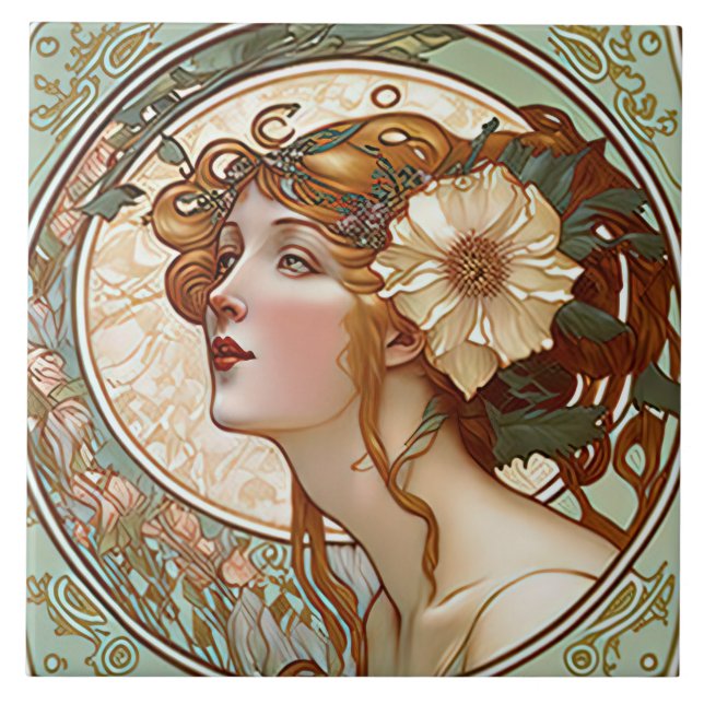 Alphonse Mucha Sarah Bernhardt Art Nouveau Cerâmic (Frente)