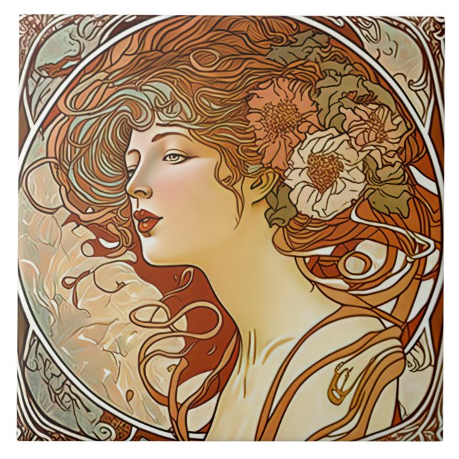 Alphonse Mucha Sarah Bernhardt Art Nouveau Cerâmic (Frente)