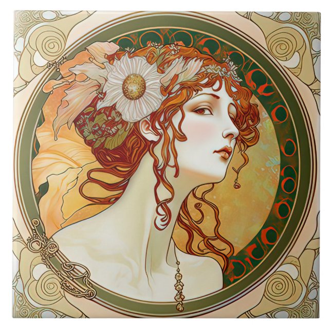 Alphonse Mucha Sarah Bernhardt Art Nouveau Cerâmic (Frente)