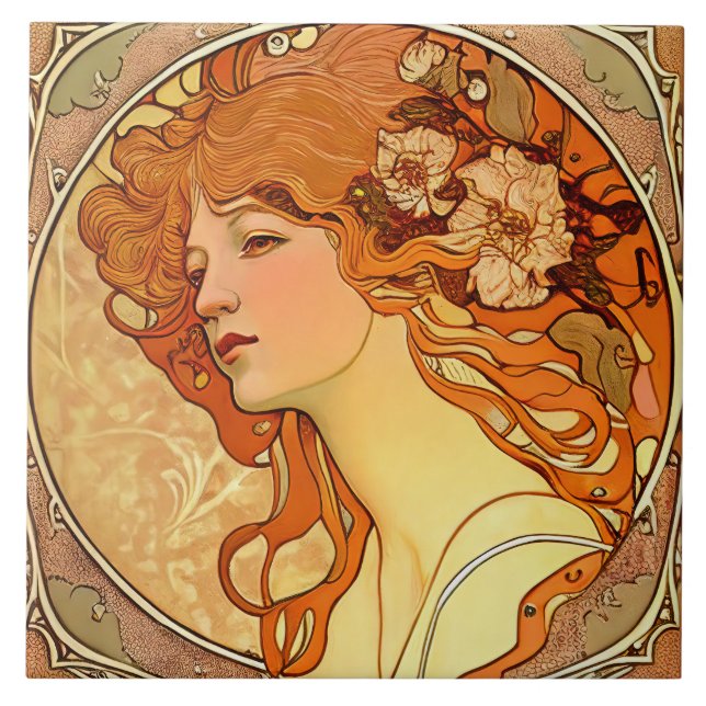 Alphonse Mucha Sarah Bernhardt Art Nouveau Cerâmic (Frente)