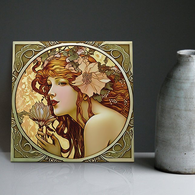 Alphonse Mucha Sarah Bernhardt Art Nouveau Cerâmic (Criador carregado)