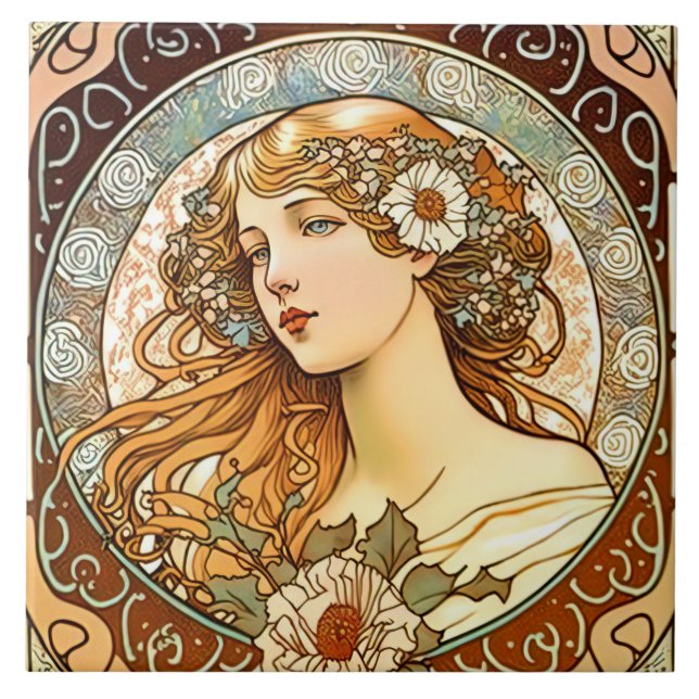 Alphonse Mucha Sarah Bernhardt Art Nouveau Cerâmic (Frente)