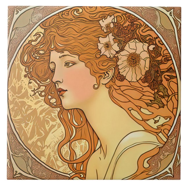 Alphonse Mucha Sarah Bernhardt Art Nouveau Cerâmic (Frente)