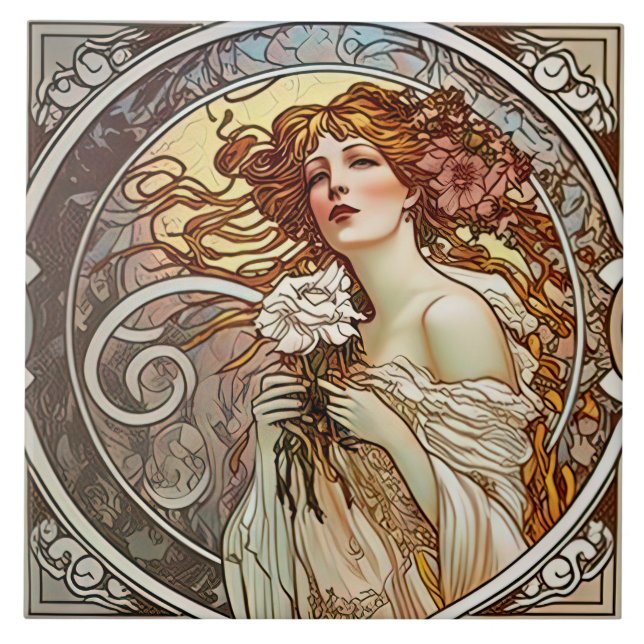 Alphonse Mucha Sarah Bernhardt Art Nouveau Cerâmic (Frente)