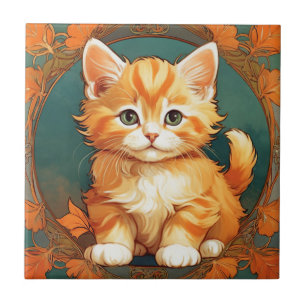 Alphonse Mucha Style Orange Cat