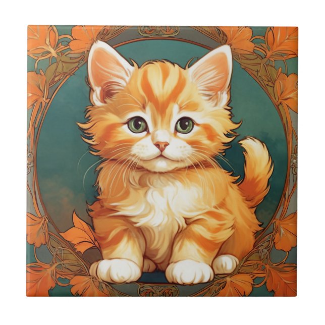 Alphonse Mucha Style Orange Cat (Frente)