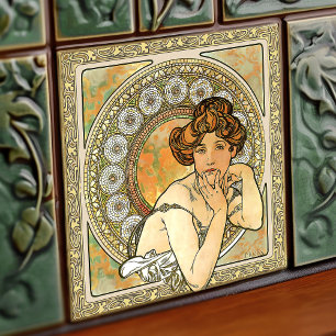 Alphonse Mucha Topaz Dourada Art Nouveau Vintage