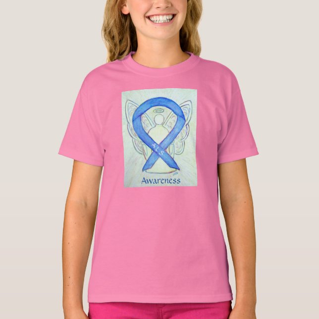 ALS Conhecimento Blue Ribbon Angel Camisa Personal (Frente)