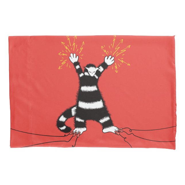 Alta tensão elétrica engraçada do caráter do gato (Frente)