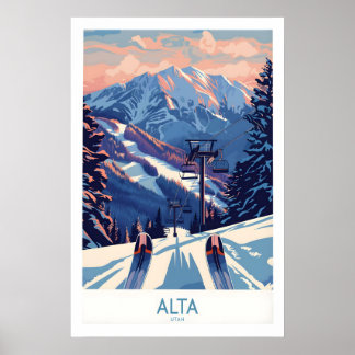 Alta Utah Impressão de Esqui - Decoração de Viagen