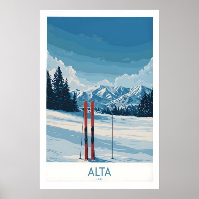 Alta Utah Winter Mountain Landscape Poster - Utah (Frente)