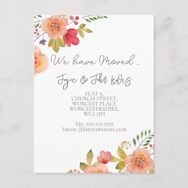 Alteração de endereço Cartão postal floral elegant (Frente)