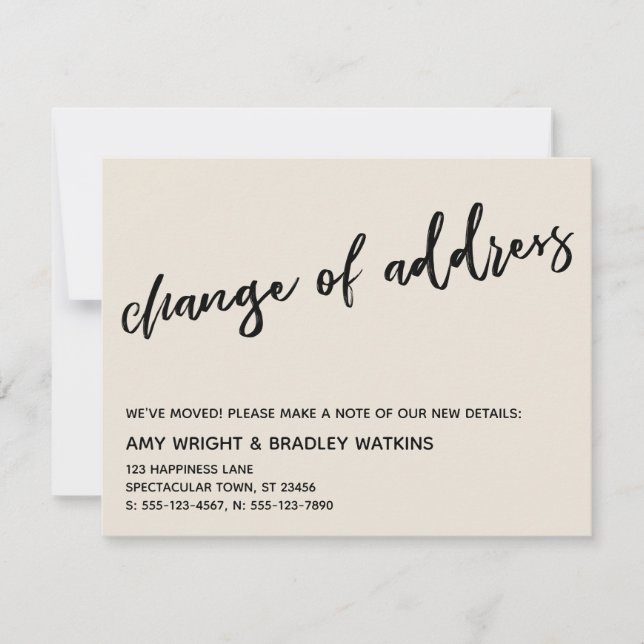 Alteração de manuscrito casual do cartão de creme  (Frente)