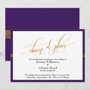 Alteração de Planos Roxo Elegante com Cartão de Fa