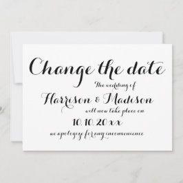 Alterar a data, anúncio de casamento da caligrafia