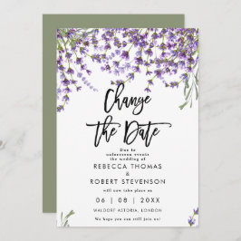 alterar a data do convite de casamento de lavanda