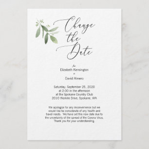 Altere o cartão de data - placa de vírus Corona