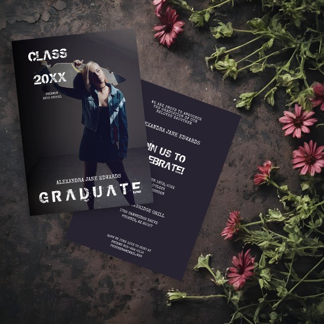 Alternative Grunge Graduation invitation Design (Alternative Grunge Graduation invitation Design Card.)