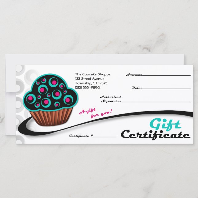 Alternativo Retro-Teal Cupcake - Certificados de P (Frente)