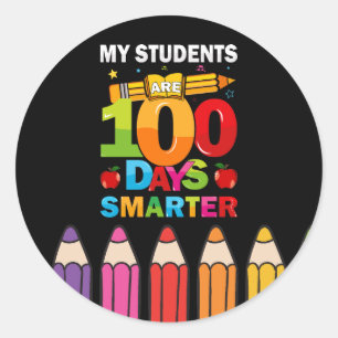 Alunos 100 Dias Mais Inteligentes Adesivo Redondo 