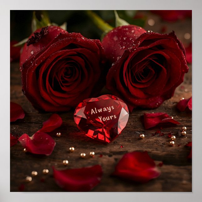 Always Yours Romantic Rose Valentine Poster (Frente)