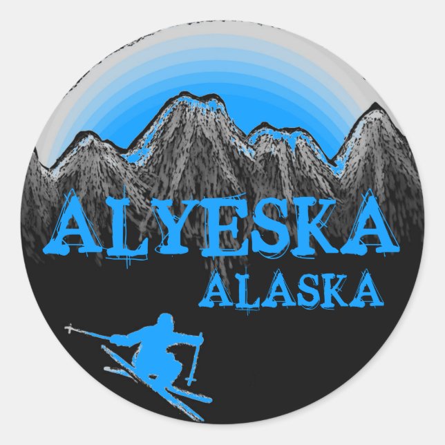 Alyeska Alaska - adesivos azuis (Frente)